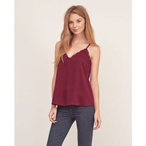 Abercrombie & Fitch Red Spaghetti Strap Lace Trim Camisole